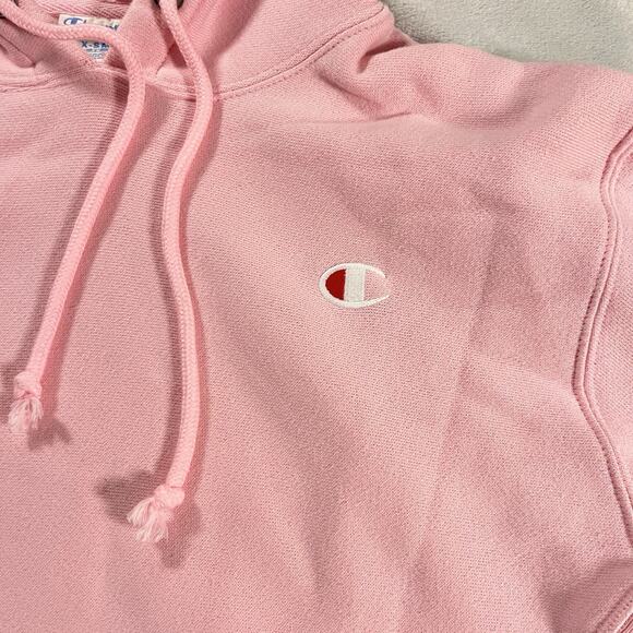 Champion Hoodie Womens XS Pink Crop Sport Pullover Sweatshirt Reverse Weave Y2K - Picture 4 of 10